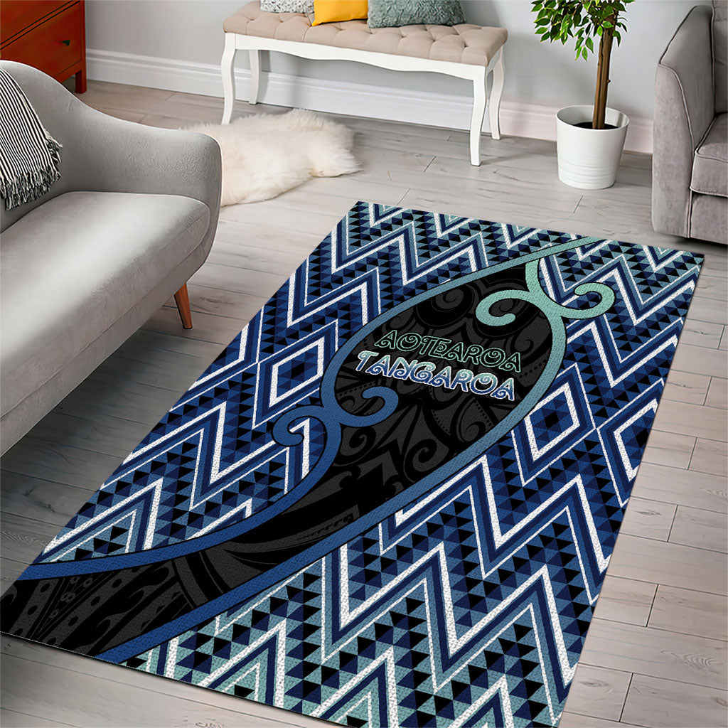 Aotearoa Atua Tangaroa Area Rug God Of Ocean Koru Patterns