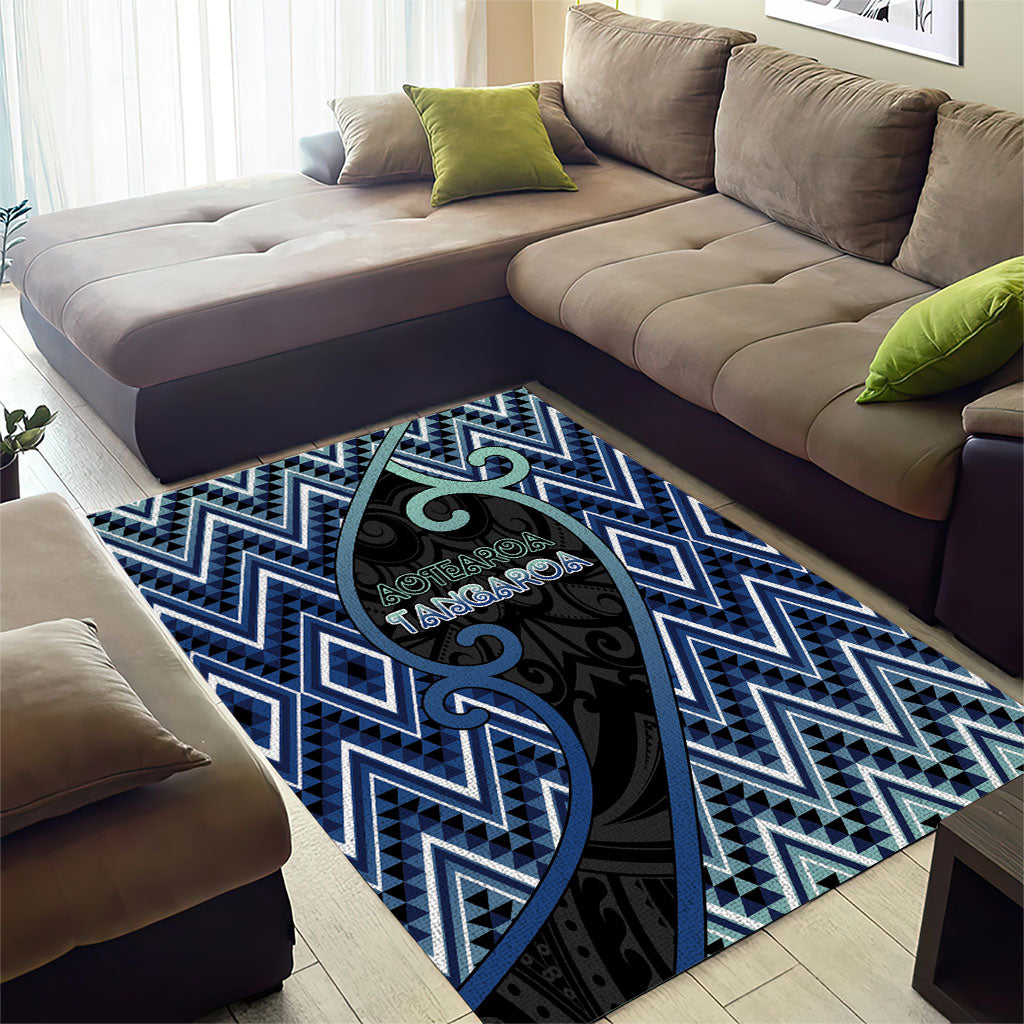 Aotearoa Atua Tangaroa Area Rug God Of Ocean Koru Patterns
