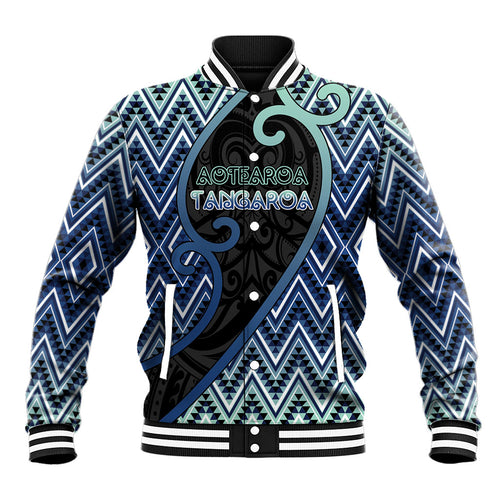 Custom Aotearoa Atua Tangaroa Baseball Jacket God Of Ocean Koru Patterns
