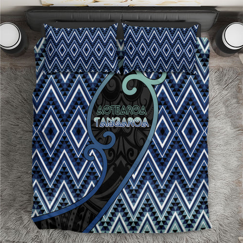 Aotearoa Atua Tangaroa Bedding Set God Of Ocean Koru Patterns