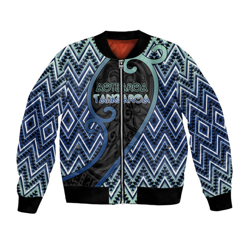 Custom Aotearoa Atua Tangaroa Bomber Jacket God Of Ocean Koru Patterns