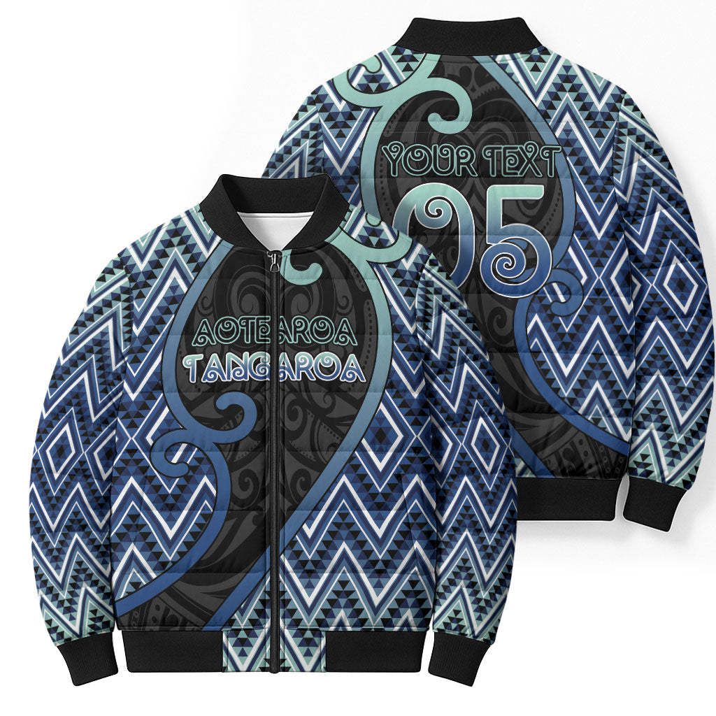 Custom Aotearoa Atua Tangaroa Bomber Puffer Jacket God Of Ocean Koru Patterns