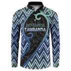 Custom Aotearoa Atua Tangaroa Button Sweatshirt God Of Ocean Koru Patterns