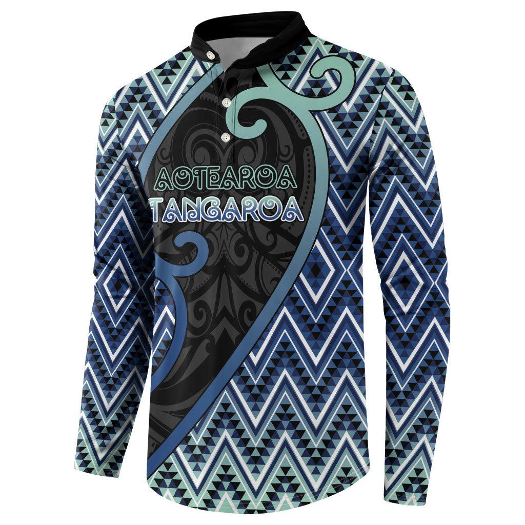 Custom Aotearoa Atua Tangaroa Button Sweatshirt God Of Ocean Koru Patterns