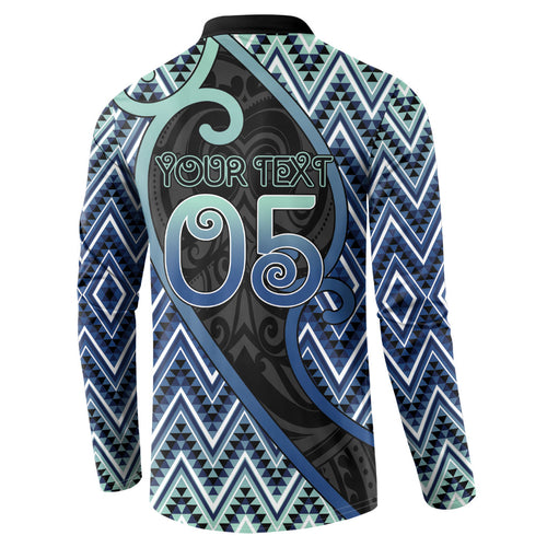 Custom Aotearoa Atua Tangaroa Button Sweatshirt God Of Ocean Koru Patterns