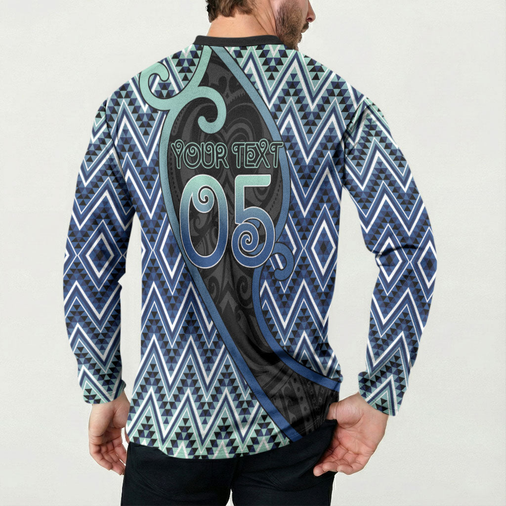 Custom Aotearoa Atua Tangaroa Button Sweatshirt God Of Ocean Koru Patterns