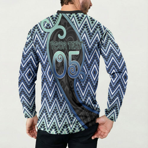 Custom Aotearoa Atua Tangaroa Button Sweatshirt God Of Ocean Koru Patterns