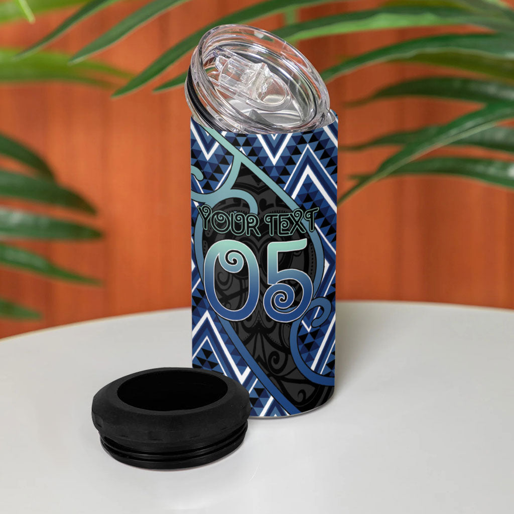 Custom Aotearoa Atua Tangaroa 4 in 1 Can Cooler Tumbler God Of Ocean Koru Patterns