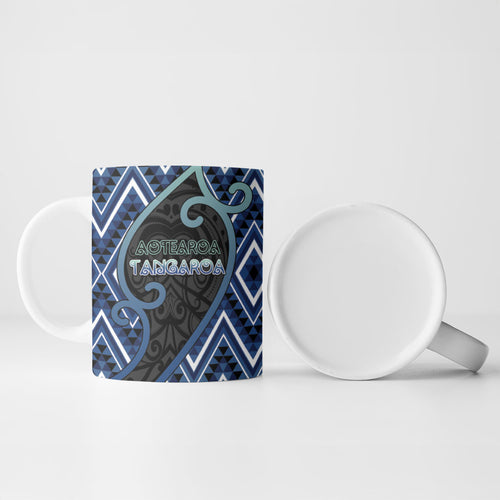 Custom Aotearoa Atua Tangaroa Ceramic Mug God Of Ocean Koru Patterns