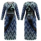 Custom Aotearoa Atua Tangaroa Couples Matching Long Sleeve Bodycon Dress and Long Sleeve Button Shirt God Of Ocean Koru Patterns