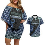 Custom Aotearoa Atua Tangaroa Couples Matching Off Shoulder Short Dress and Hawaiian Shirt God Of Ocean Koru Patterns