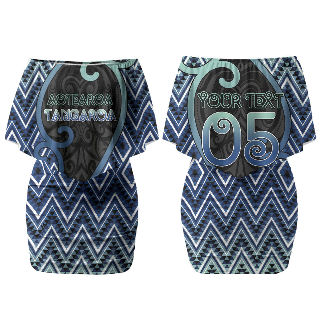 Custom Aotearoa Atua Tangaroa Couples Matching Off Shoulder Short Dress and Hawaiian Shirt God Of Ocean Koru Patterns