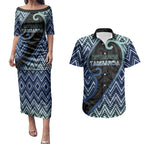 Custom Aotearoa Atua Tangaroa Couples Matching Puletasi and Hawaiian Shirt God Of Ocean Koru Patterns