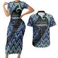 Custom Aotearoa Atua Tangaroa Couples Matching Short Sleeve Bodycon Dress and Hawaiian Shirt God Of Ocean Koru Patterns