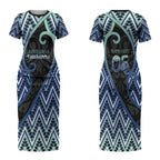 Custom Aotearoa Atua Tangaroa Couples Matching Short Sleeve Bodycon Dress and Long Sleeve Button Shirt God Of Ocean Koru Patterns