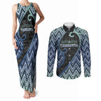 Custom Aotearoa Atua Tangaroa Couples Matching Tank Maxi Dress and Long Sleeve Button Shirt God Of Ocean Koru Patterns