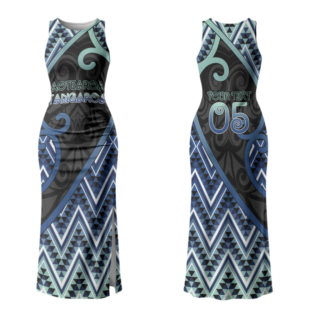 Custom Aotearoa Atua Tangaroa Couples Matching Tank Maxi Dress and Long Sleeve Button Shirt God Of Ocean Koru Patterns