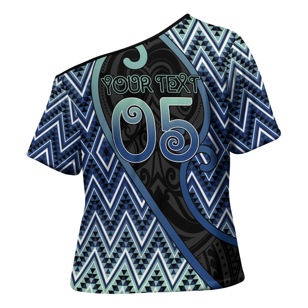 Custom Aotearoa Atua Tangaroa Cross Shoulder Shirt God Of Ocean Koru Patterns