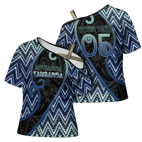 Custom Aotearoa Atua Tangaroa Cross Shoulder Shirt God Of Ocean Koru Patterns