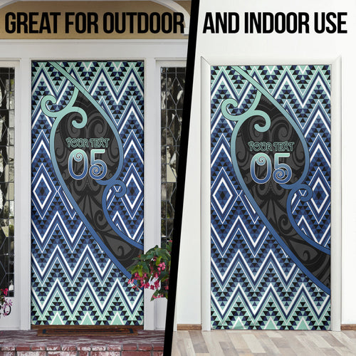 Custom Aotearoa Atua Tangaroa Door Cover God Of Ocean Koru Patterns