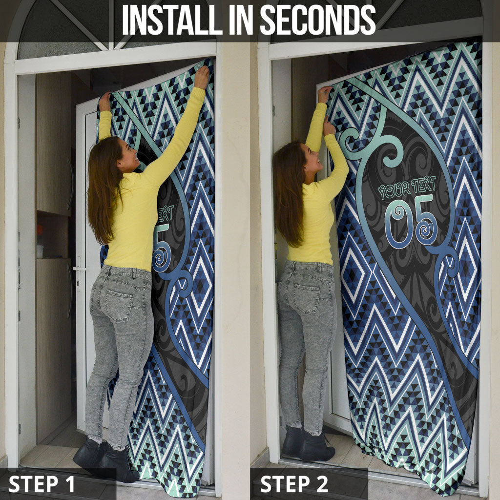 Custom Aotearoa Atua Tangaroa Door Cover God Of Ocean Koru Patterns