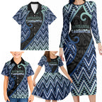 Custom Aotearoa Atua Tangaroa Family Matching Long Sleeve Bodycon Dress and Hawaiian Shirt God Of Ocean Koru Patterns