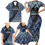 Custom Aotearoa Atua Tangaroa Family Matching Short Sleeve Bodycon Dress and Hawaiian Shirt God Of Ocean Koru Patterns