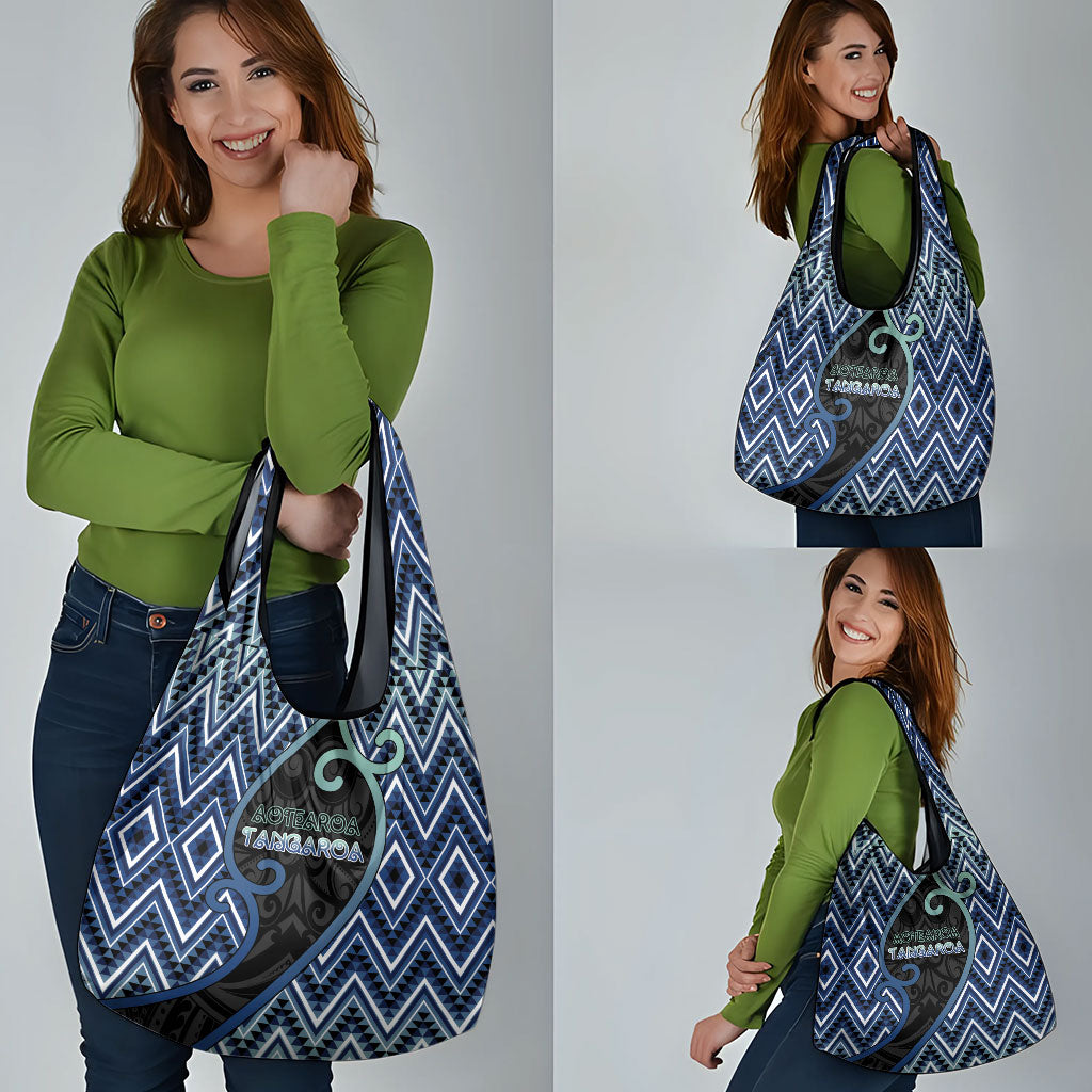 Aotearoa Atua Tangaroa Grocery Bag God Of Ocean Koru Patterns