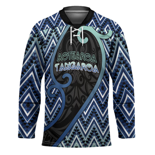 Custom Aotearoa Atua Tangaroa Hockey Jersey God Of Ocean Koru Patterns