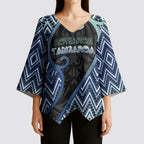 Custom Aotearoa Atua Tangaroa Kimono Sleeve Blouse God Of Ocean Koru Patterns