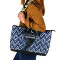 Aotearoa Atua Tangaroa Leather Tote Bag God Of Ocean Koru Patterns