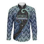 Custom Aotearoa Atua Tangaroa Long Sleeve Button Shirt God Of Ocean Koru Patterns