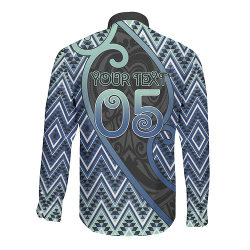 Custom Aotearoa Atua Tangaroa Long Sleeve Button Shirt God Of Ocean Koru Patterns