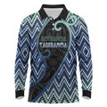 Custom Aotearoa Atua Tangaroa Long Sleeve Polo Shirt God Of Ocean Koru Patterns