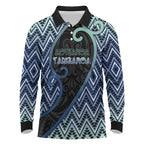 Custom Aotearoa Atua Tangaroa Long Sleeve Polo Shirt God Of Ocean Koru Patterns