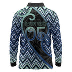 Custom Aotearoa Atua Tangaroa Long Sleeve Polo Shirt God Of Ocean Koru Patterns