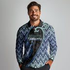 Custom Aotearoa Atua Tangaroa Long Sleeve Polo Shirt God Of Ocean Koru Patterns