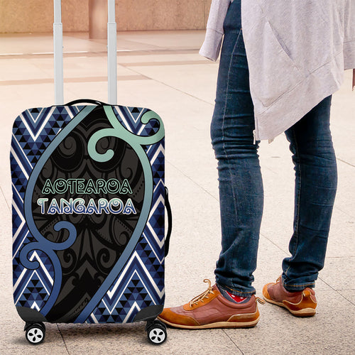 Aotearoa Atua Tangaroa Luggage Cover God Of Ocean Koru Patterns