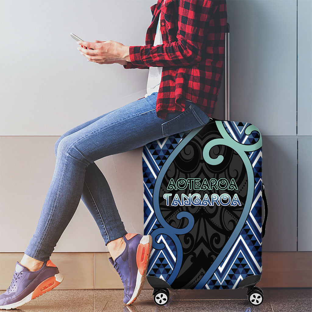 Aotearoa Atua Tangaroa Luggage Cover God Of Ocean Koru Patterns