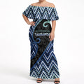 Custom Aotearoa Atua Tangaroa Off Shoulder Maxi Dress God Of Ocean Koru Patterns