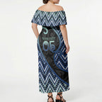 Custom Aotearoa Atua Tangaroa Off Shoulder Maxi Dress God Of Ocean Koru Patterns
