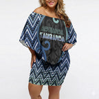 Custom Aotearoa Atua Tangaroa Off Shoulder Short Dress God Of Ocean Koru Patterns