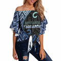 Custom Aotearoa Atua Tangaroa Off Shoulder Wrap Waist Top God Of Ocean Koru Patterns