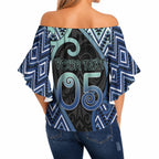 Custom Aotearoa Atua Tangaroa Off Shoulder Wrap Waist Top God Of Ocean Koru Patterns