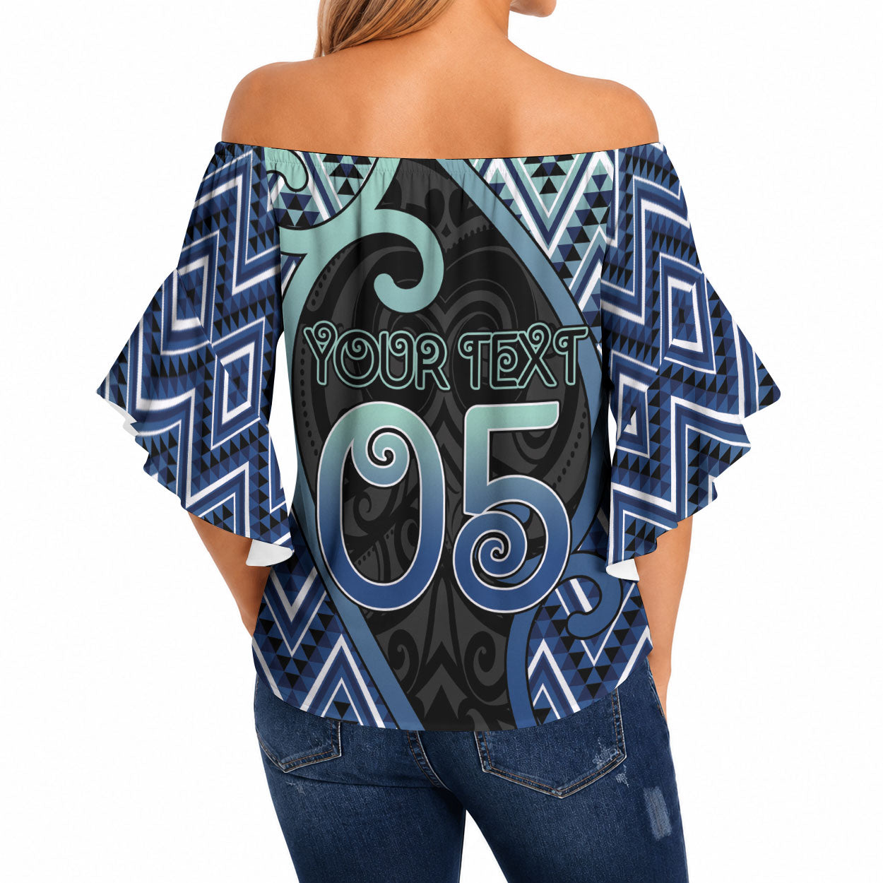 Custom Aotearoa Atua Tangaroa Off Shoulder Wrap Waist Top God Of Ocean Koru Patterns