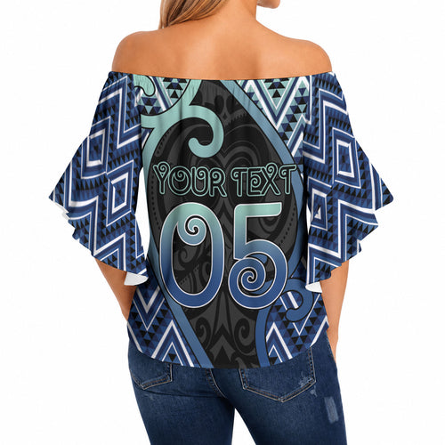 Custom Aotearoa Atua Tangaroa Off Shoulder Wrap Waist Top God Of Ocean Koru Patterns
