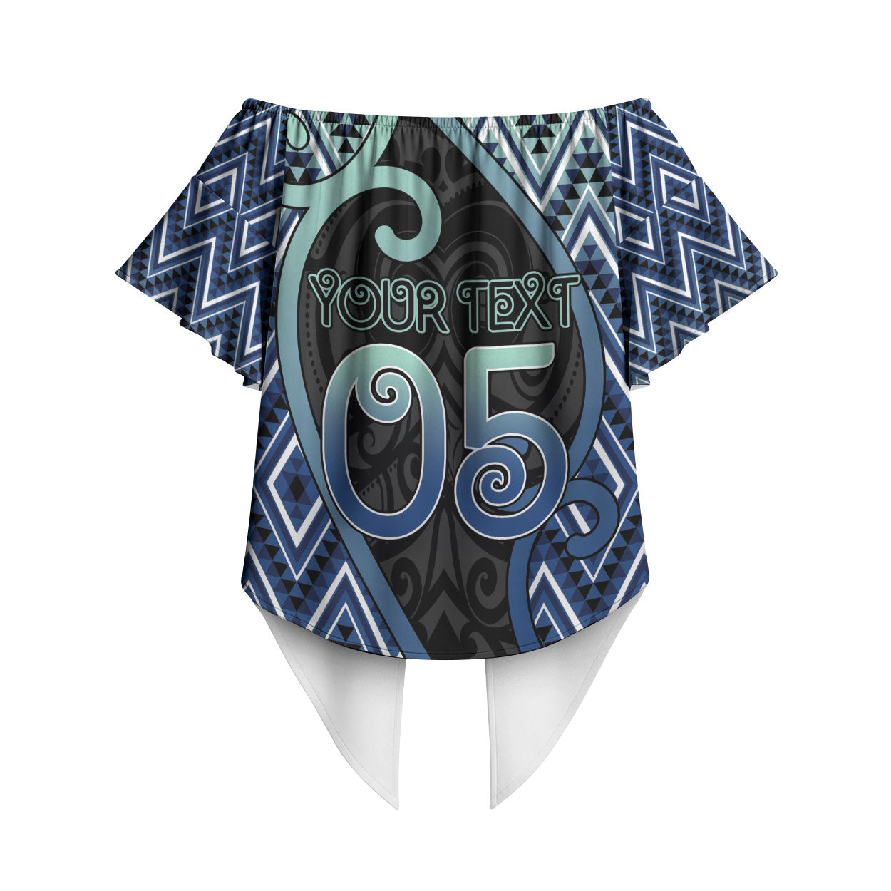 Custom Aotearoa Atua Tangaroa Off Shoulder Wrap Waist Top God Of Ocean Koru Patterns