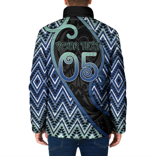 Custom Aotearoa Atua Tangaroa Padded Jacket God Of Ocean Koru Patterns