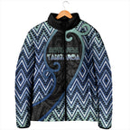 Custom Aotearoa Atua Tangaroa Padded Jacket God Of Ocean Koru Patterns