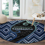 Aotearoa Atua Tangaroa Round Carpet God Of Ocean Koru Patterns